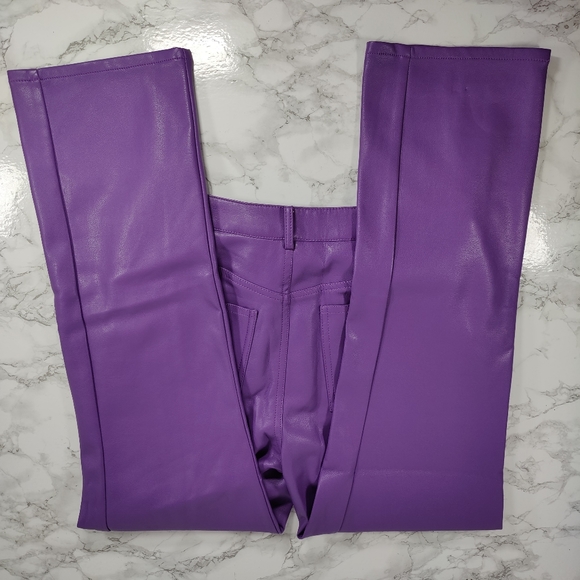 Anthropologie Avec Les Filles Purple Faux Leather Lettie Pants Size 4 - Picture 6 of 7